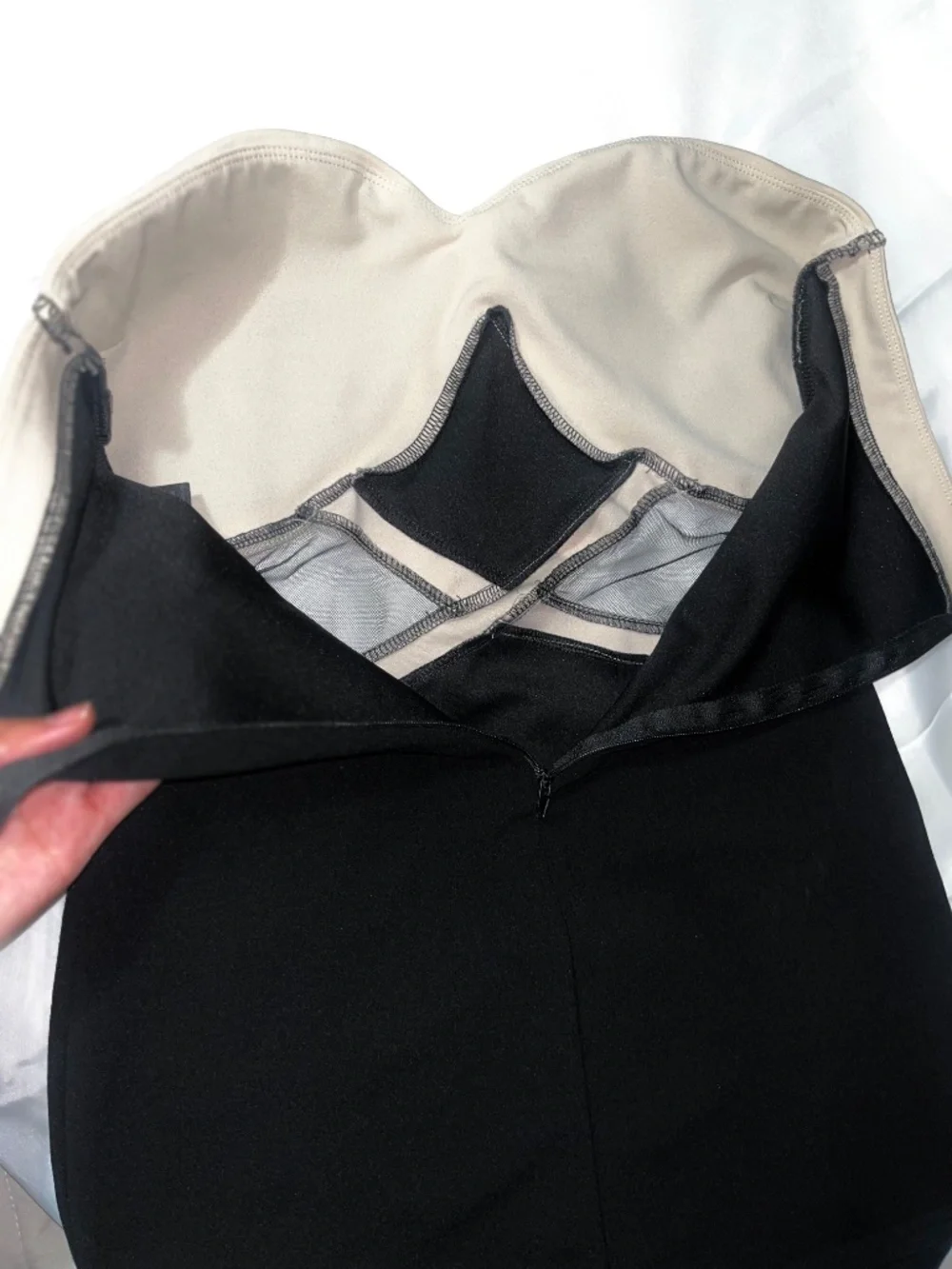 Windsor Womens Black Beige Mesh Strapless Bodycon Mini Dress Polyester Size S - Picture 11 of 13